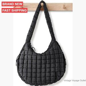 Large Puffy Tote Bag Quilted Crossbody Hobo with Zippered Pockets